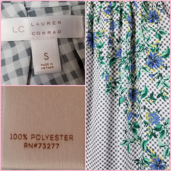 NEW LC Lauren Conrad Gingham Pleat Neck Top - Picture 3 of 5